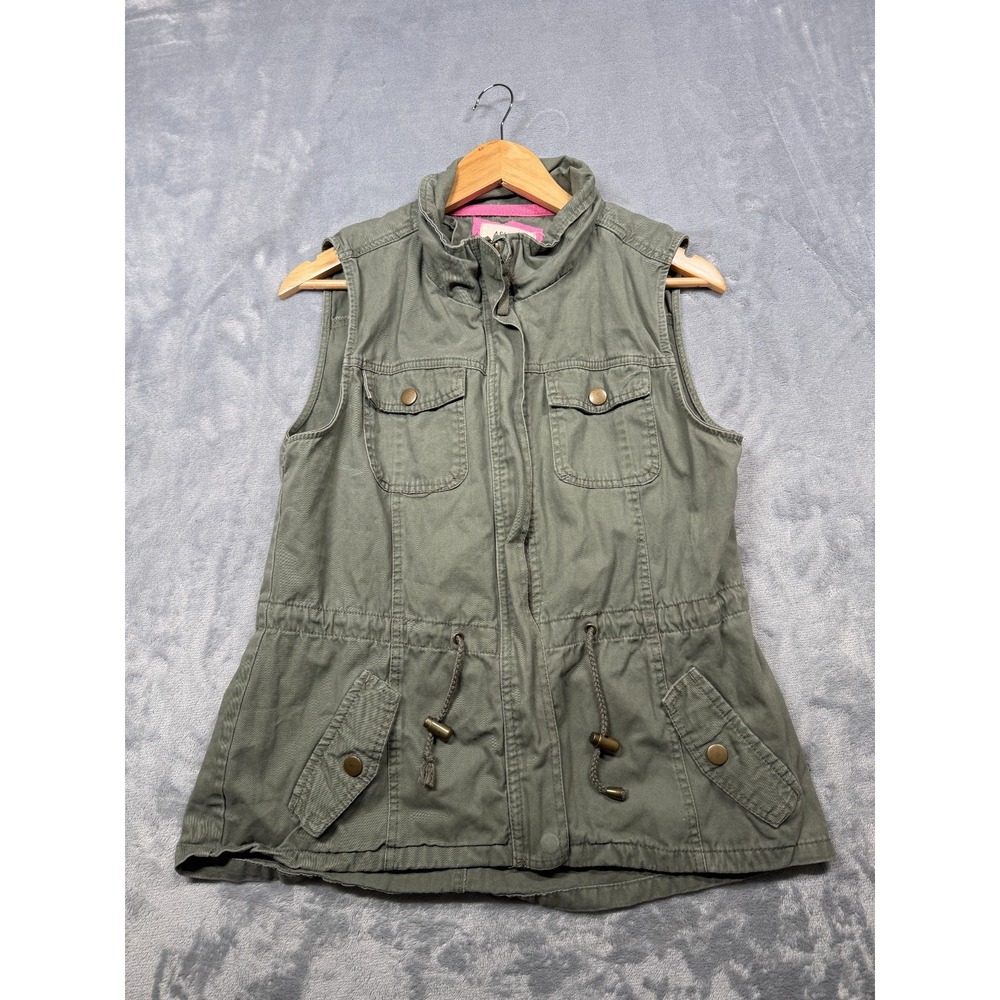 Ashley By 26 International Utility Military Vest Womens Large Olive Green Zip